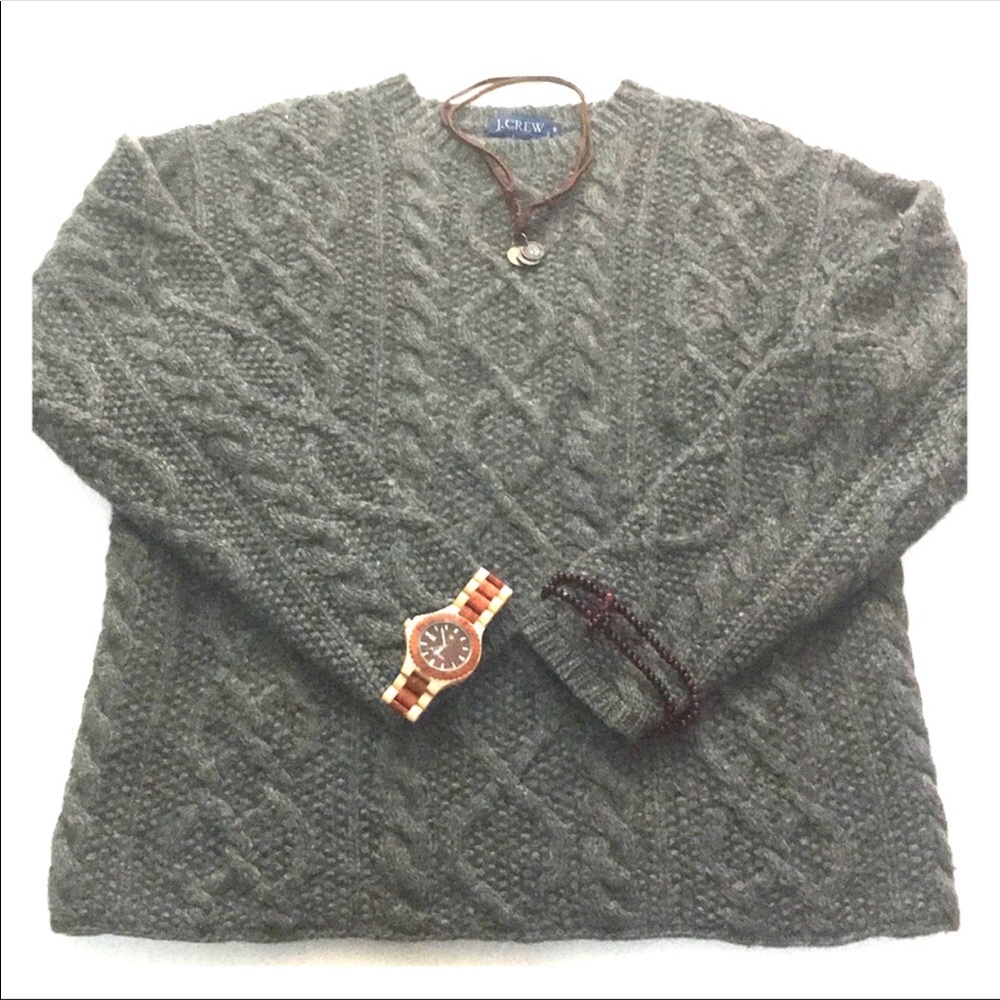 Crew 100% Wool Sweater Gray - Picture 1 of 6